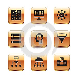 Set Neural network, Algorithm, Network cloud connection, Humanoid robot, Server, Data, Artificial intelligence AI and