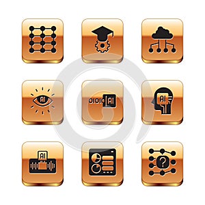 Set Neural network, Artificial intelligence AI, Computer api interface, Binary code, Network cloud connection, and