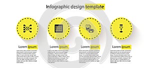 Set Neural network, Binary code, Artificial intelligence robot and Algorithm. Business infographic template. Vector