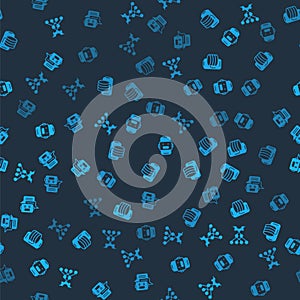 Set Neural network, Cloud technology data transfer, Chat bot and on seamless pattern. Vector