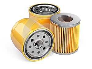 A set of new oil filters. Automobile spare part.