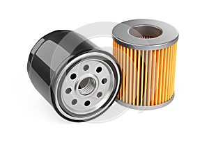 A set of new oil filters. Automobile spare part.