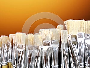 Set of new paint brush with light flare