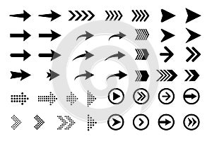 Set of new style black vector arrows isolated on white. Arrow vector icon. Arrows vector illustration collection