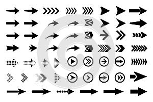 Set of new style black vector arrows isolated on white. Arrow vector icon. Arrows vector illustration collection