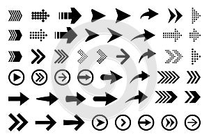 Set of new style black vector arrows isolated on white. Arrow vector icon. Arrows vector illustration collection