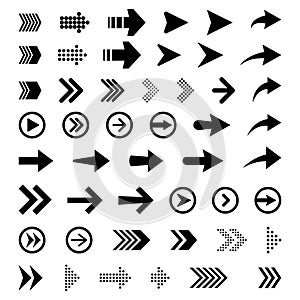 Set of new style black vector arrows isolated on white. Arrow vector icon. Arrows vector illustration collection