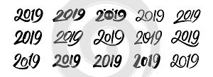 Set of New Year 2019 calligraphy numbers