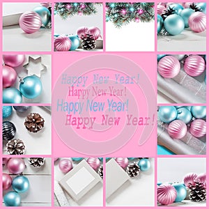 Set of New Year greeting cards. Collage