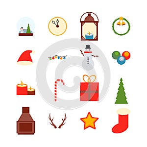 Set of new year`s elements. Vector illustration