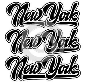 Set of New York calligraphic writing vector templates