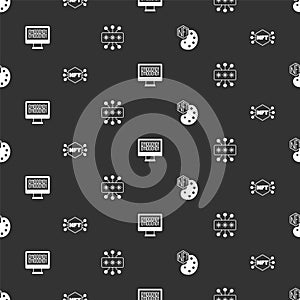 Set NFT Digital crypto art, Binary code and Cyber security on seamless pattern. Vector