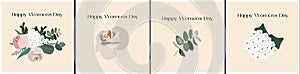 Set of nice vector greeting cards with flowers for International Women`s Day, Mother`s Day or other holidays