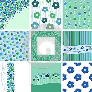 Set of nine abstract floral backgrounds.