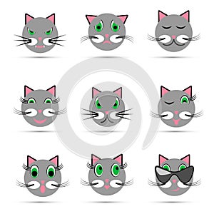 Set of nine cat smiles