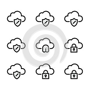 Cloud Security Icons Set Data Protection Cybersecurity