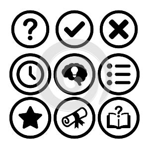 Simple Flat Design Circle Shaped Interface Icon Set for Web and App