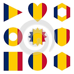 Set of nine form Chad. Vector icons. National flag of the