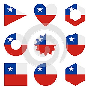 Set of nine form Chile. Vector icons. National flag of the Chile