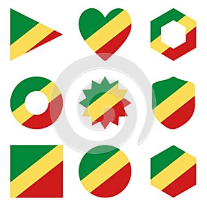 Set of nine form Congo. Vector icons. National flag of the