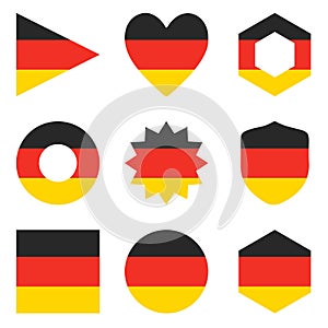 Set of nine form Germany. Vector icons. National flag of the