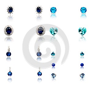 Set of the nine pairs of diamond earrings