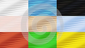 Set of nine seamless wavy convex abstract backgrounds