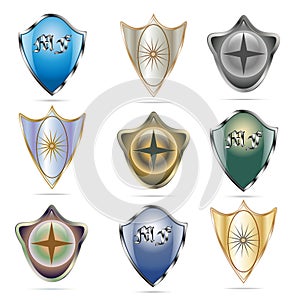 Set of nine shields