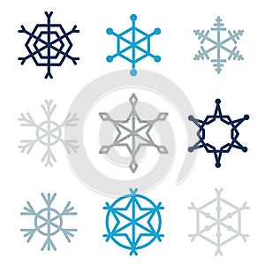 Set of nine snowflakes