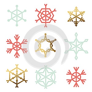 Set of nine snowflakes