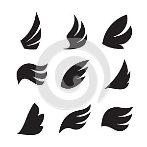 Set of nine vector wings for your design