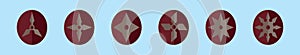 set of ninja throwing star cartoon icon design template