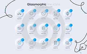 Set of No cash, Shield and Outsource work line icons for web app. Pictogram icon. Vector