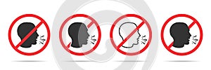 Set of no cough icons in four different versions in a flat design. Vector illustration photo