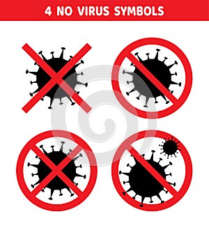 Set of no virus symbol design concept, vector illustration. Flat design of no virus logo on white background