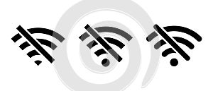 Set of no wifi icon vector in trendy style. Disconnected wireless network concept