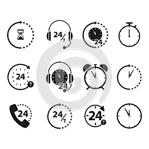 Set of Non stop 24 time icons