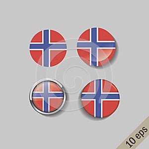 Set of NORWAY flags round badges