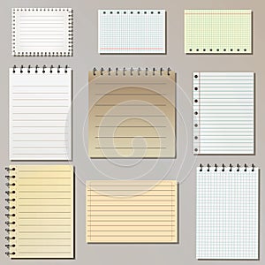 Set of note paper lists
