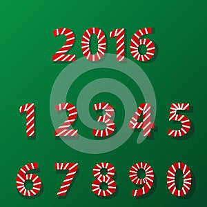 Set of number in candy cane style