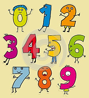 Set of number figures in kiddy style