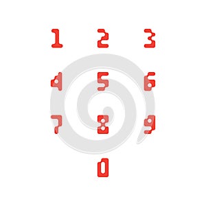 Set of number icons. 0-9 pixel numbers. Vector illustration