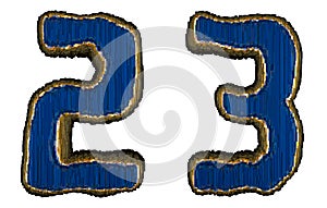 Set of numbers 2 and 3 made of industrial metal 3D