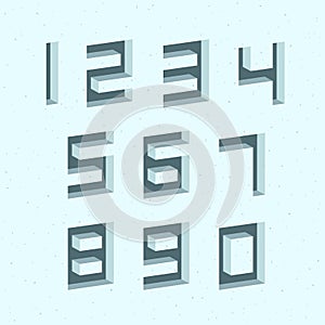 Set of numbers with 3d isometric effect