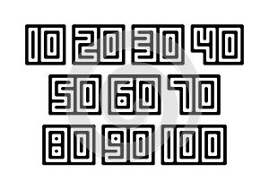 Set of numbers black and white typography design elements