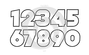 Set of numbers bold line style trendy typography