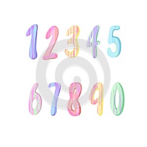 A set of numbers. Color numbers of cartoons. Vector set of 1-9-digit children's icons