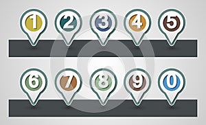 Set of Numbers. Design mapping pins