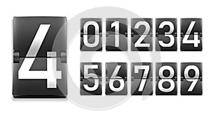 Set of numbers, digits in mechanical scoreboard style