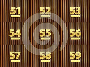 Set of numbers from fifty-one to fifty-nine
